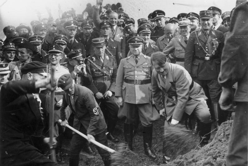 Adolf Hitler at the ground breaking ceremony of the Reichsautobahn